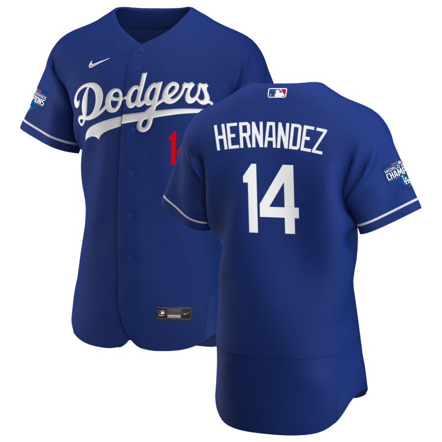 Los Angeles Dodgers 14 Enrique Hernandez Men Nike Royal Alternate 2020 World Series Champions Authentic Player MLB Jersey